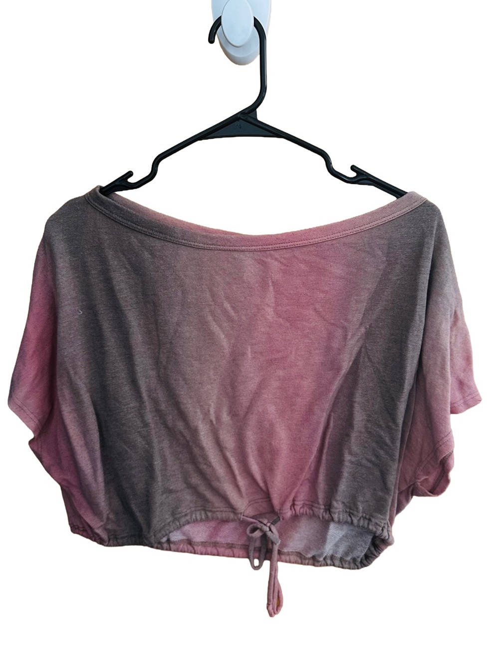 A+ Ellen Pink & Gray Ombre Tie-Waist Crop Top